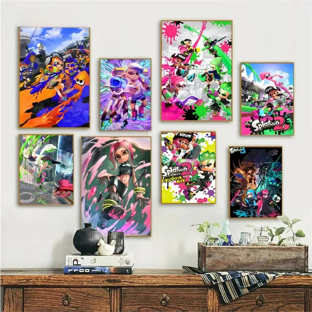 1pc S-Splatoon 3 Video Game Splatoon Poster Paper Print Home Bedroom Entrance Bar Cafe Art Painting Decoration