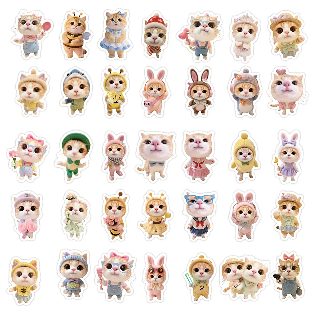 

70PCS Kawaii Cute Kitten Stickers Funny Cat Meme Creative Decorative Pencil Case Laptop Refrigerator Waterproof Decal Graffiti