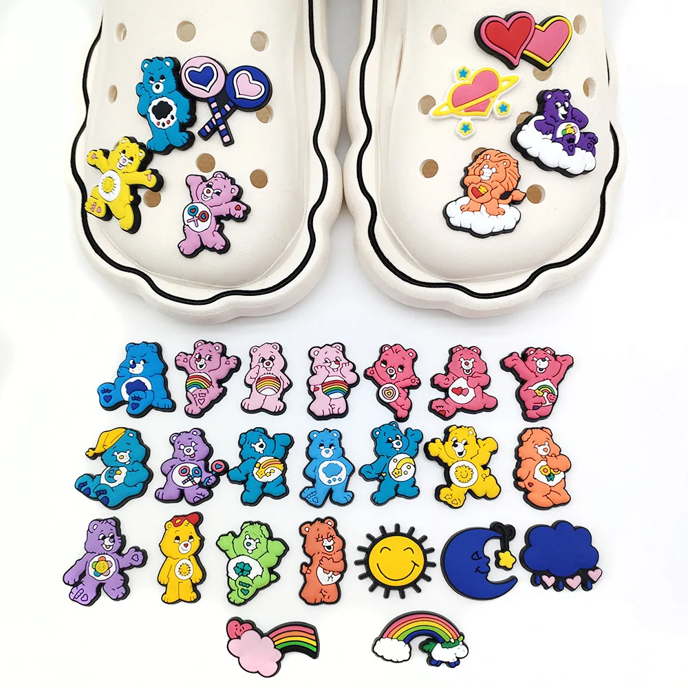 31pcs/set 3D Rainbow Bear Cartoon Soft rubber Detachable Diy Decorations Suitable Gift Idea