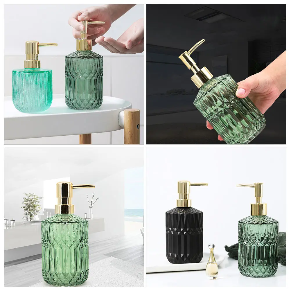 Botella de vidrio recargable, espuma, jabón de manos, bomba de lavado corporal, dispensador de loción verde de estilo europeo, viaje