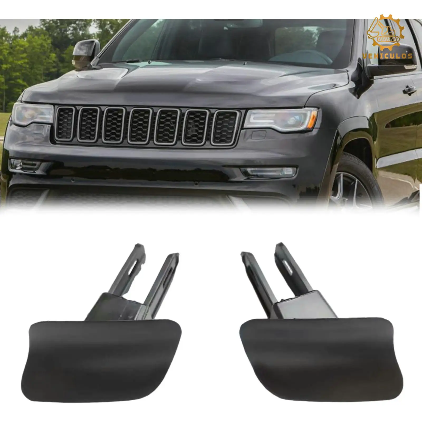 

2PCS Bumper Headlight Washer Jet Cover Cap For Jeep Grand Cherokee 2017-2021 5ZL72DX8AB 5ZL73DX8AB Unpainted Plastic Replacement