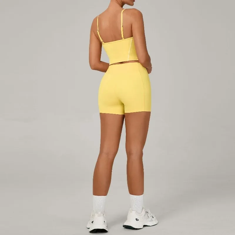 

Women's Yoga Set Naked Feeling Tight Fitting Beautiful Back Vest Waist Cinching Hip Lifting Outdoor Running and Sports Set