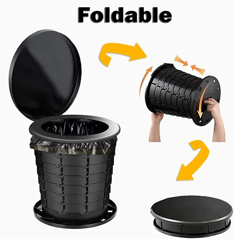 1Set Portable Toilet For Adults Kids Outdoor Camping Potty And Emergency Mini Toilet Foldable Travel Car Toilet Plastic