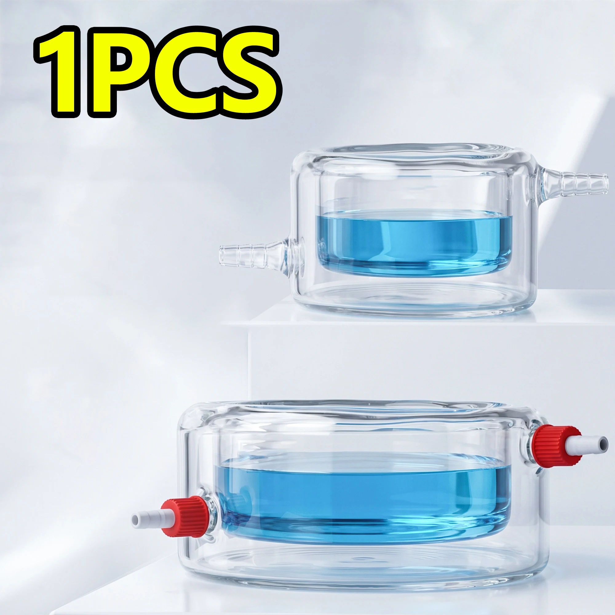 1 piece flat double-jacketed beaker, photocatalytic enzyme reactor, detachable spout, high borosilicate glass