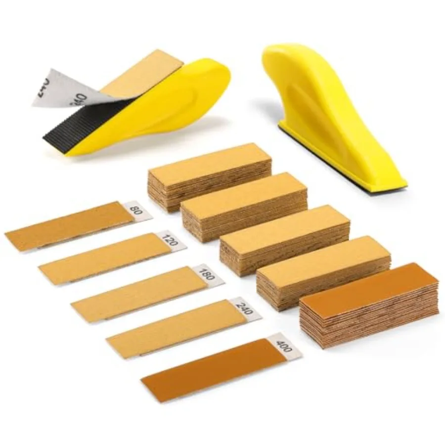 

100 Pcs Hand Sander Kit, 3.5" x 1" Mini Micro Sander for Small Projects, Detail Finger Sanding Block Tools, 80 120 180 240 400