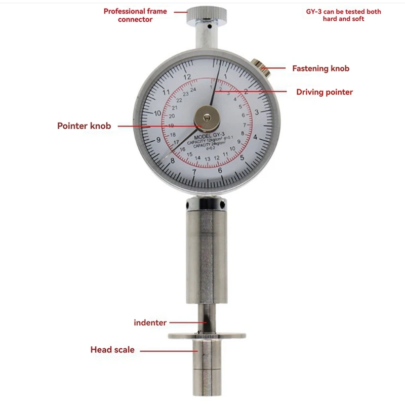 Portable Pointer Fruit Hardness Tester GY-3 Fruit Penetrometer For Pears Grapes Oranges Fruit Sclerometer