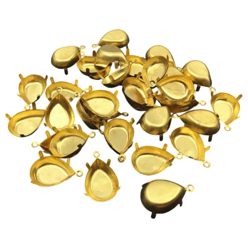 One Loop Teardrop Pendant Settings Raw Brass Color For Pear Droplet Shape Fancy Stones Size 10x14mm,13x18mm,18x25mm,20x30mm