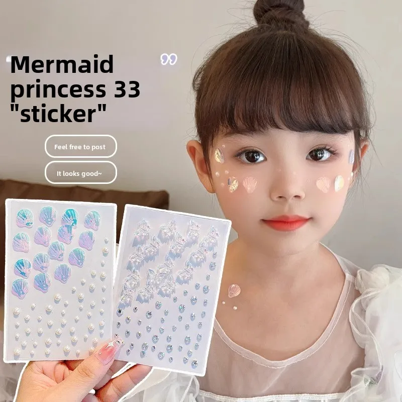 

2 PCS Pearl Rhinestone Butterfly Face Stickers for Children’s Stage Performance, No-Glue Makeup Sparkle Decoration