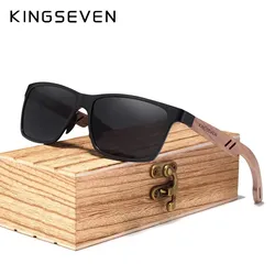 KINGSEVEN Vintage Polarized Men Wooden Sunglasses Wood UV400 Protection Fashion Square Sun Glasses Women Gafas De sol