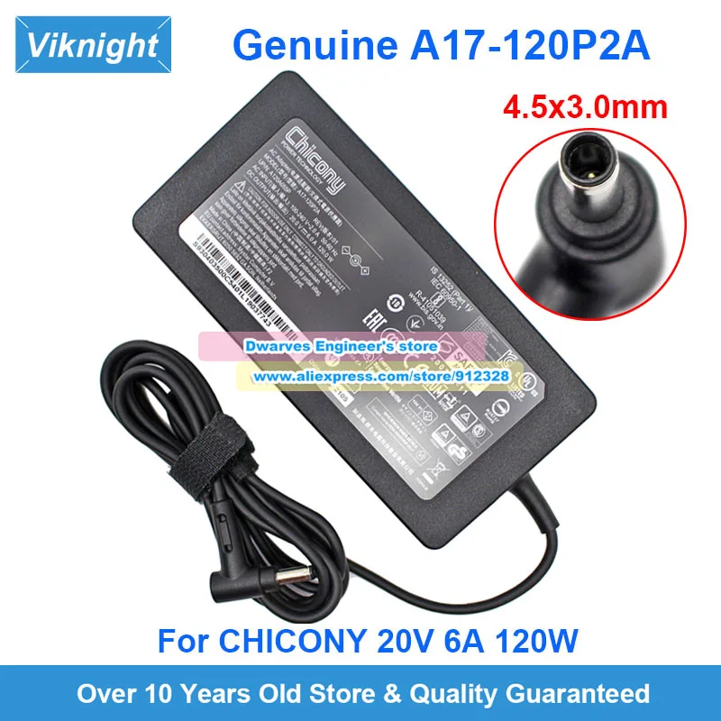 

Genuine Chicony A17-120P2A AC Adapter 20V 6A A12A055P Charger for MSI GF63 THIN 10SC 11SC 11UC MS-16R5 10SC-017XES 11UC-285CA