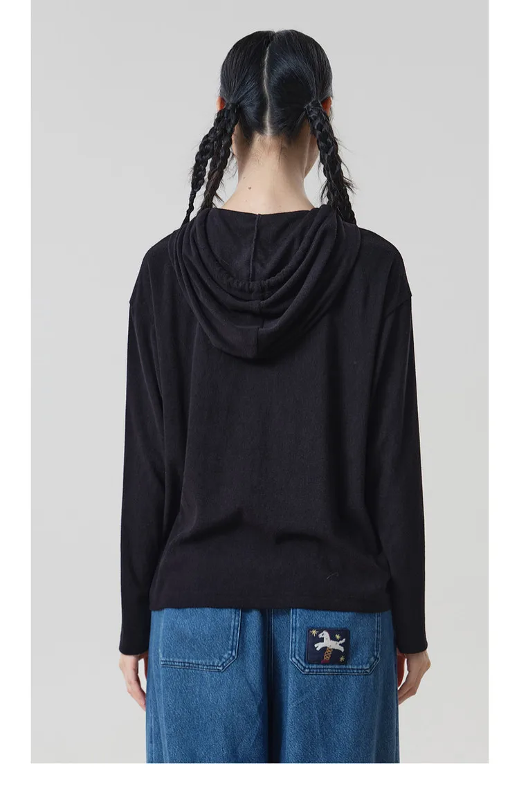 MOVEUP Hooded Drawstring Pullover 2026 Autumn Bird‑Shaped Buttons Embroidery Sweatshirts Loose Long Sleeve Casual Top 3ELQ10567