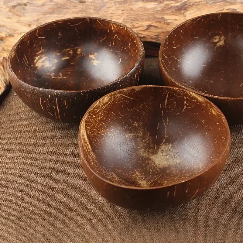 Coconut Bowl Spoon Set, Wooden Tableware, Creative Coconut Shell Bowl, Fruit Salad Noodle Rice Bowl, Restaurant Kitchen