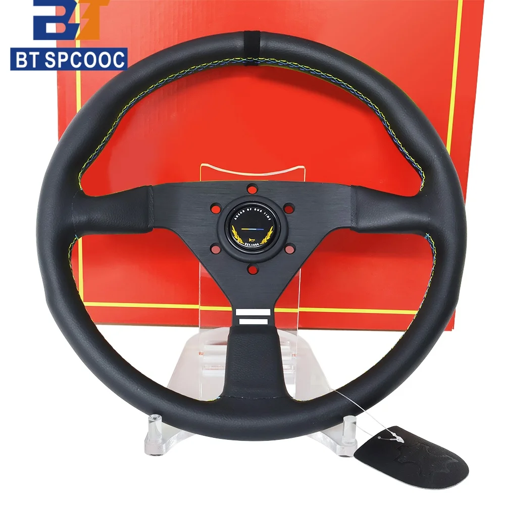 Spcooc G Style 14inch 350mm Genuine Leather Car Sports Steering Wheel Flat JDM Car Accessories