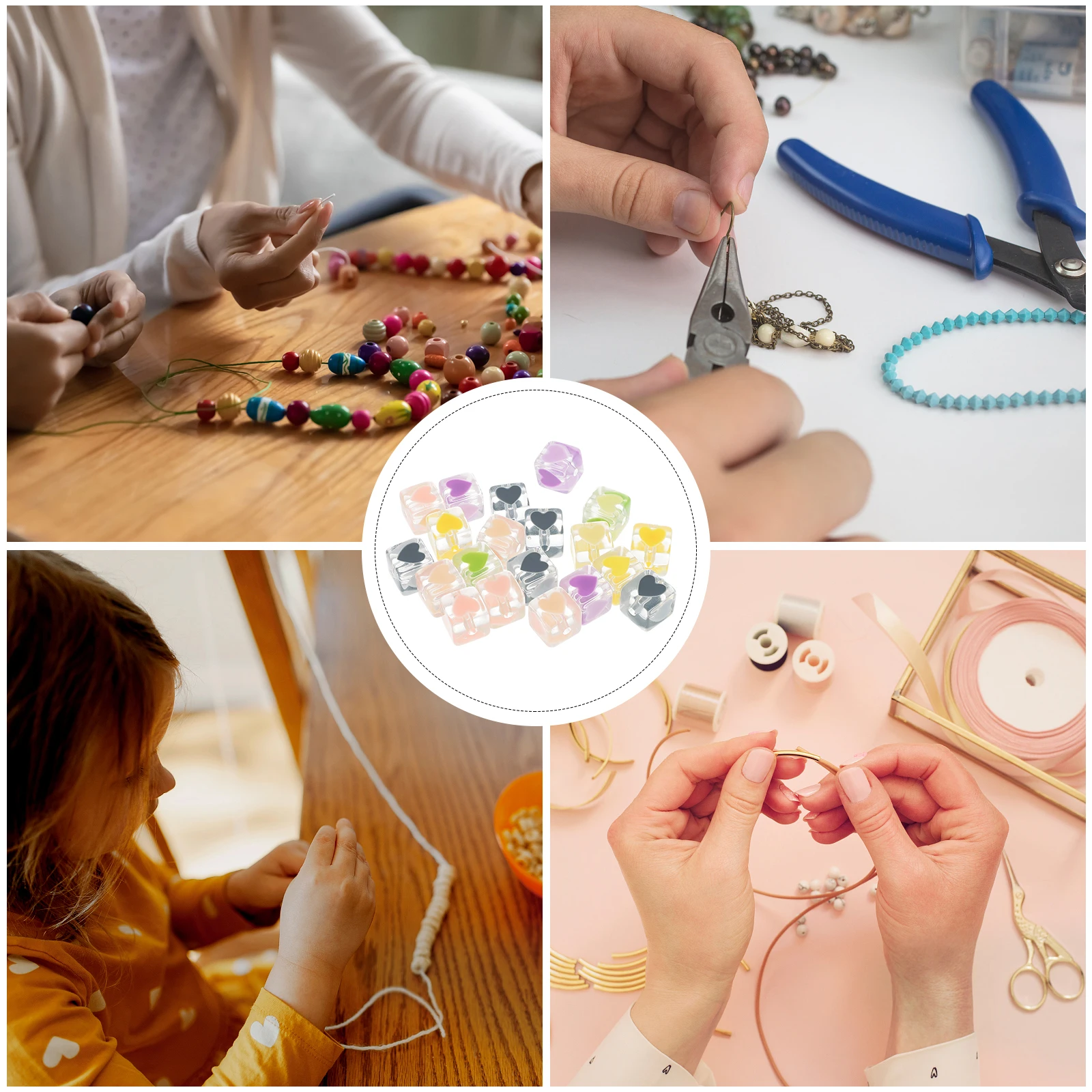 

20 Pcs Beaded Hair Accessories Clear Colored Beads Aesthetic Crystal Decorative Acrylic Unique Child Colorful