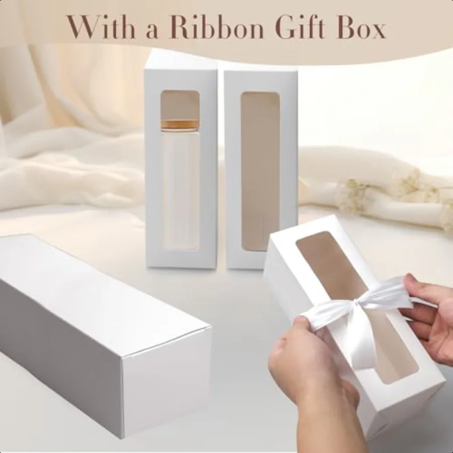 48 Pcs Gift Boxes for Sublimation Tumbler with Ribbon Tumblers Box with Window Transparent Exhibition Box for Gift Wrapping 12o