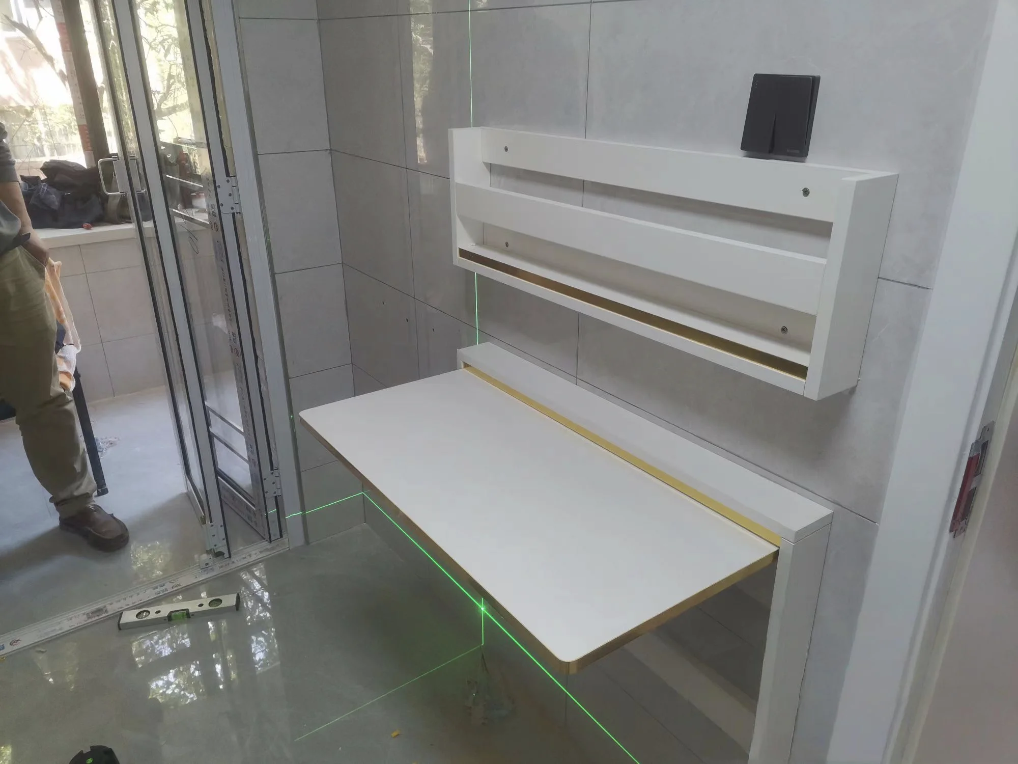 Italian style invisible wall mounted solid wood study table, folding table, flip table, small unit table