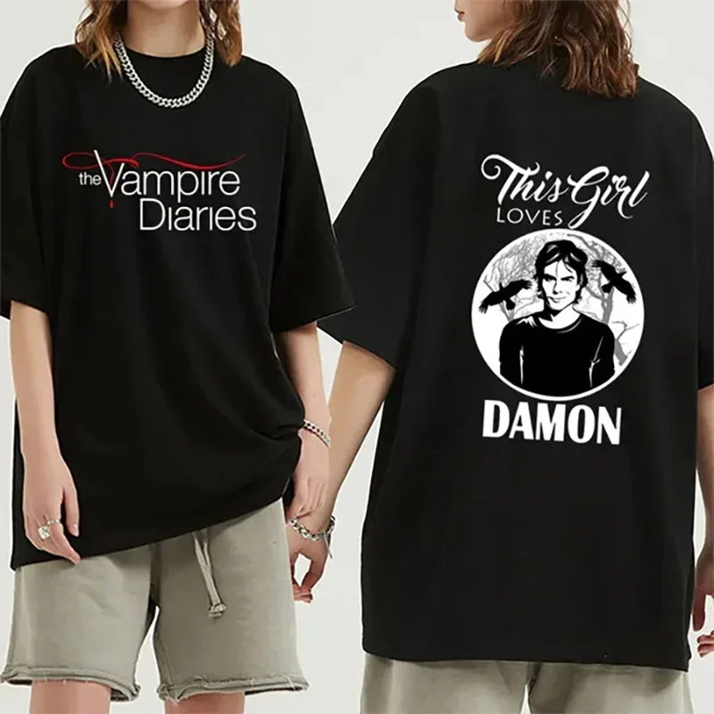 New The Vampire Diaries T Shirt Women's Fashion Round Neck Short Sleeve Tee Streetwear Casual Loose T-shirt