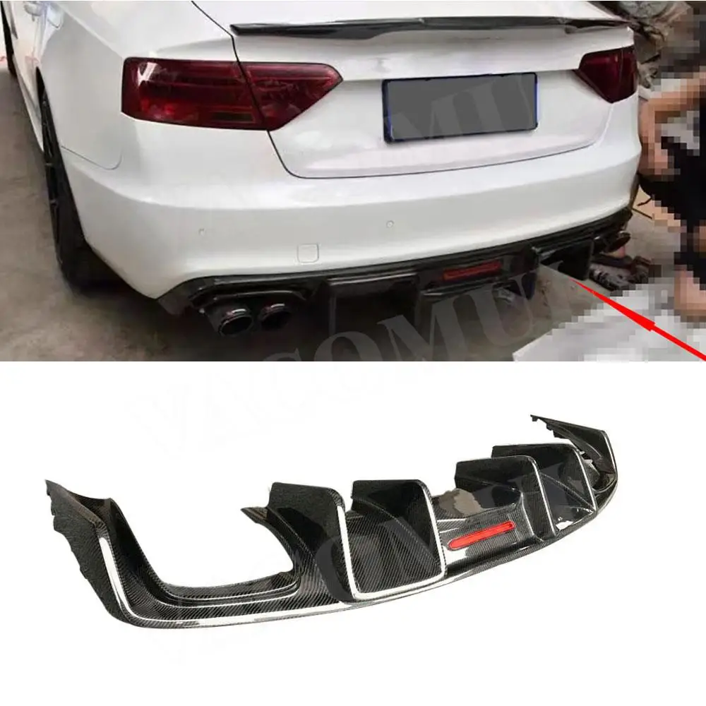 VACOMUL Carbon Fiber Front Rear Bumper Lip Diffuser Spoiler for Audi A5 Sline S5 2013-2016 Not Standard With Light Rear Lip FRP