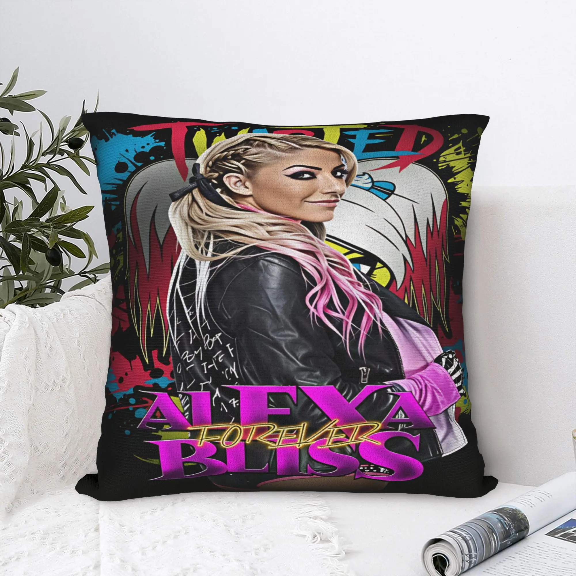 A-Alexa Bliss – housse de coussin confortable, housse de coussin mignonne et amusante pour canapé, décoration de la maison
