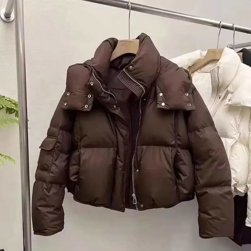 Nueva Chaqueta de algodón para mujer, abrigo holgado con capucha para mujer, versión coreana, prendas de vestir exteriores cortas acolchadas de algodón para invierno 2025