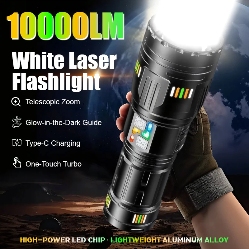 High Power GT61 LED Flashlight Rechargeable Technology Zoomable Spotlight Super Bright Beam Tactical Design Outdoor Activities