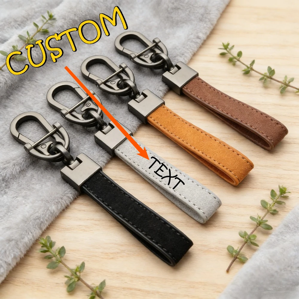 

Custom Leather Anti Lost Car Keychain Pendant Ornament Factory Key Chain Ring Direct Wholesale Lovers Men Keyring For Women Gift