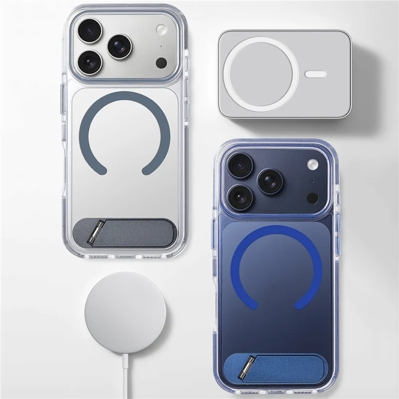 Luksusowy, składany uchwyt do etui MagSafe dla iPhone 18 Pro, 16, 16 Pro, 17, 17 Pro Max – przezroczyste, magnetyczne, ochronne, twarde etui. — zdjęcie produktu 6