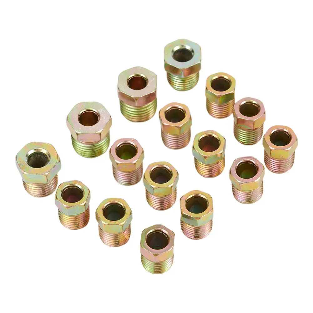 35Pcs Brake Line Fitting Nuts Kit Iron Plating Zinc Tube Nuts For Inverted Flares On 3/16 & 1/4 Tube Car Tubing Brake Joint Nut