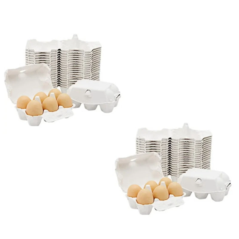 Paper Egg Cartons For Chicken Eggs Pulp Fiber Holder Bulk Holds 6 Count Eggs Farm Market Travel