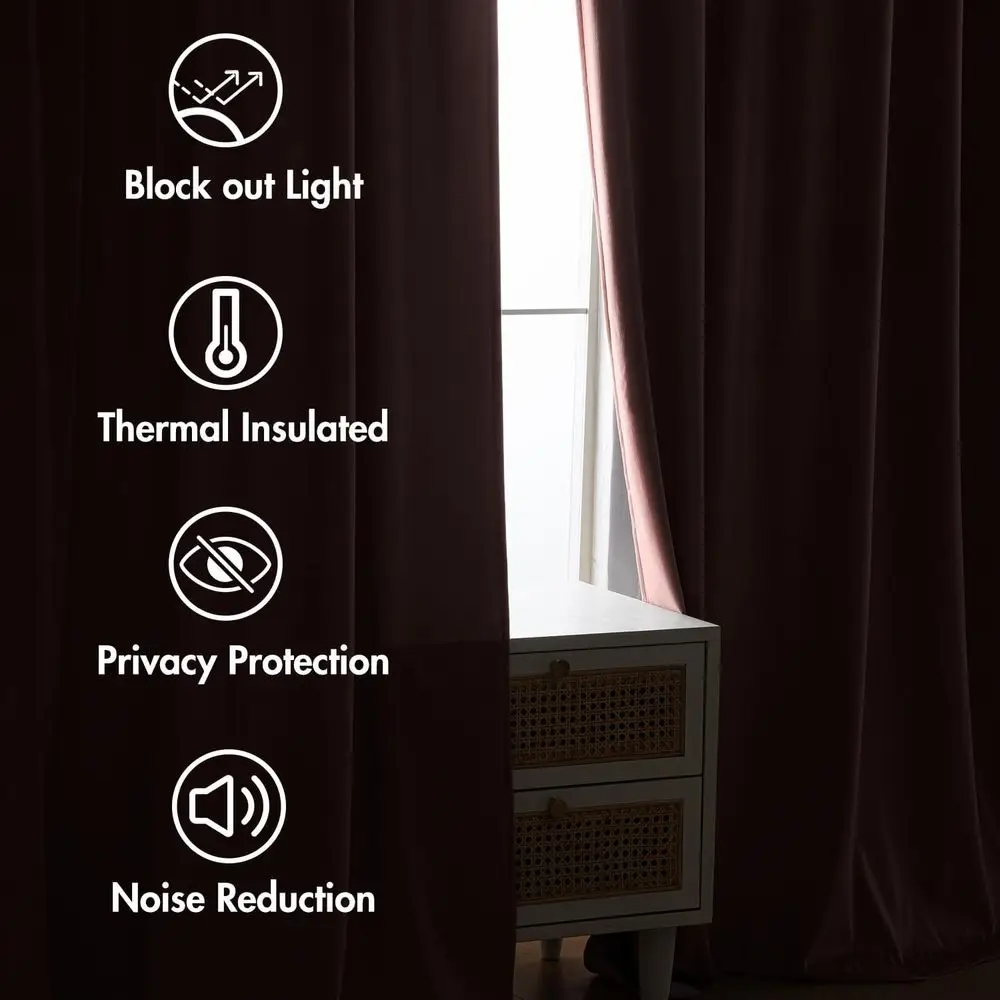 ستائر مخملية وردية فاخرة للأطفال، 96 طولًا، لوحتين، سواد الغرفة، معزولة حراريًا، ستائر تعتيم ناعمة لغرف النوم و