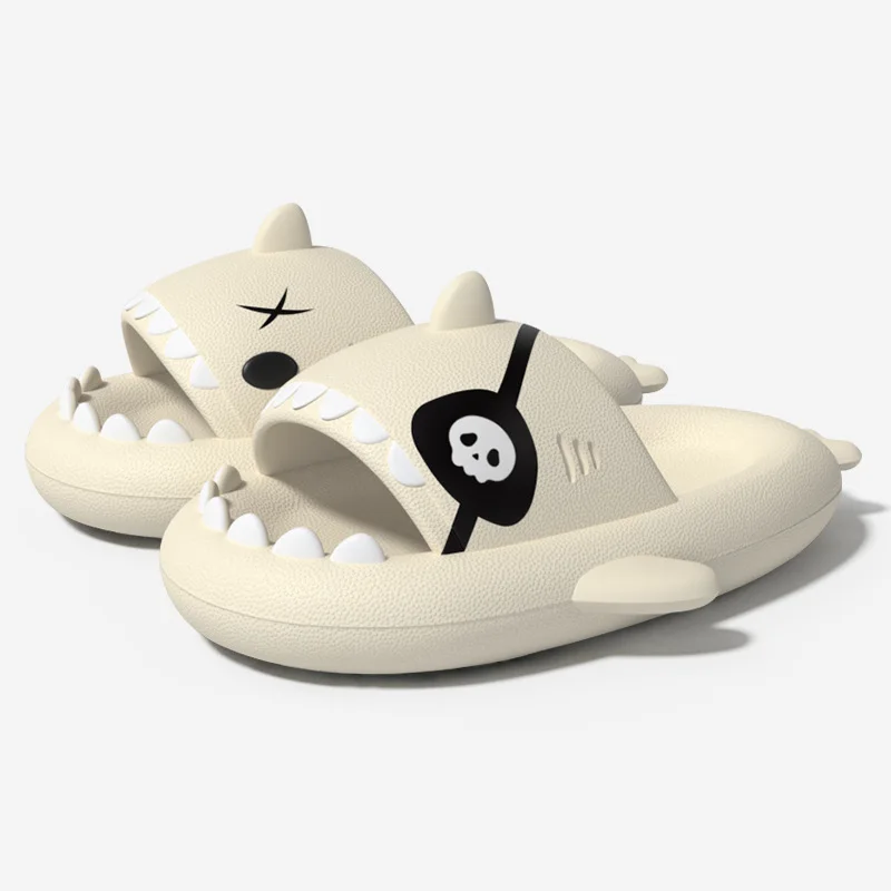 Shevalues New Pirate Shark Slippers For Women Thick Platform Beach Slides Men Indoor Flats Sandals Couple Cartoon Summer Sandals