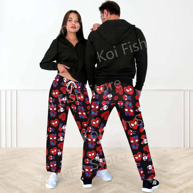 Kawaii Spider Hellokitty Pajama Pants Leisure Loose Couple Unisex All Over Print Cartoon Bottoms Lady Home Lounge Wear Trousers