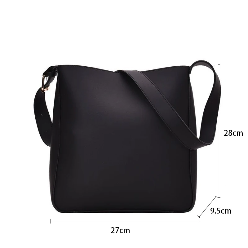 Simple Vintage Pu Leather Composite Bags For Women Casual Large Capacity Messenger Bags Female Solid Luxury Bucket Handbag Totes