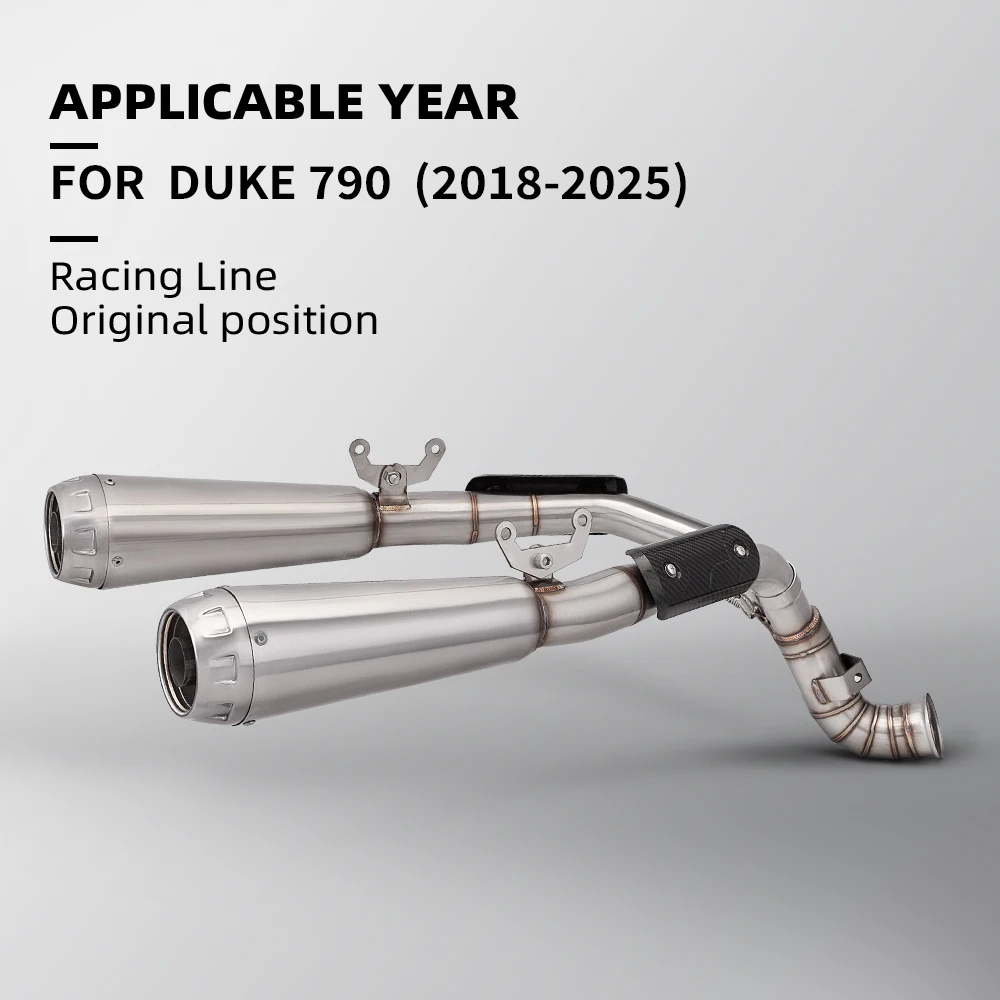 

Motorcycle Exhaust System for Duke 790 2018-2025 with Medium Connecting Rod Pipe with 51MM Caliber Dual Muffler
