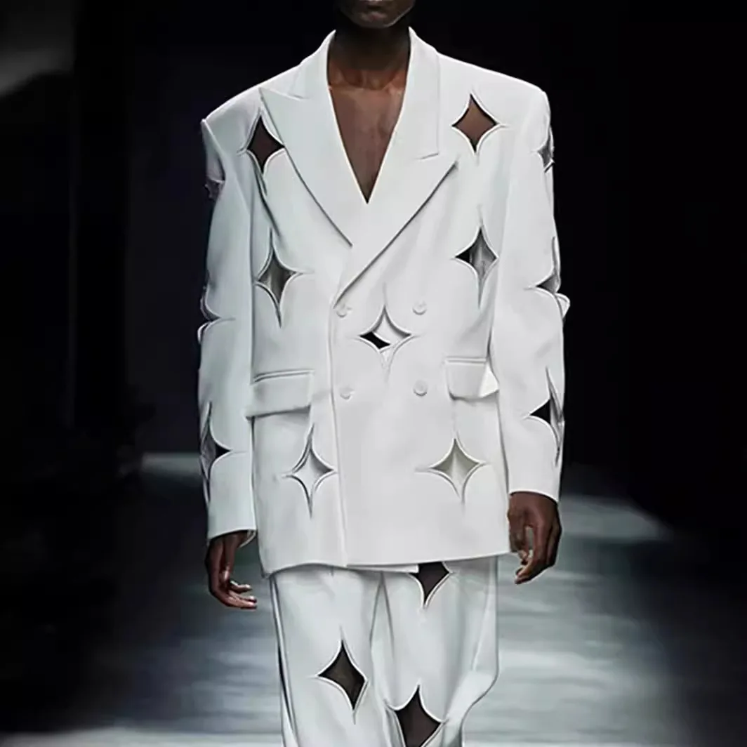 

Ladies' Spring/Autumn Star Shaped Hollow Silhouette Jacket Wide Leg Pants Set Personalized Street Style Niche Loose Set