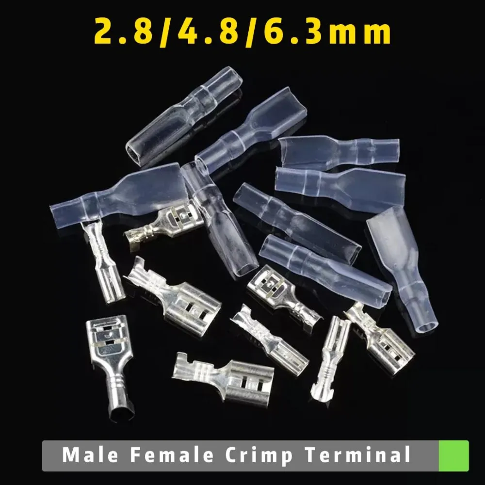 10Set/10Pcs2.8/4.8/6.3mm Female Spade Connector Insulating Insert Spring Terminal Insulated Sheath Cold-pressed Male Welding Lug