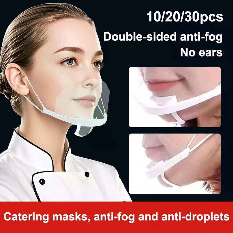 

10/20/30 шт. многоразовая прозрачная противотуманная маска, пластиковая открытая защита для лица, ресторан, школа, пластиковая защита от слюны, рта