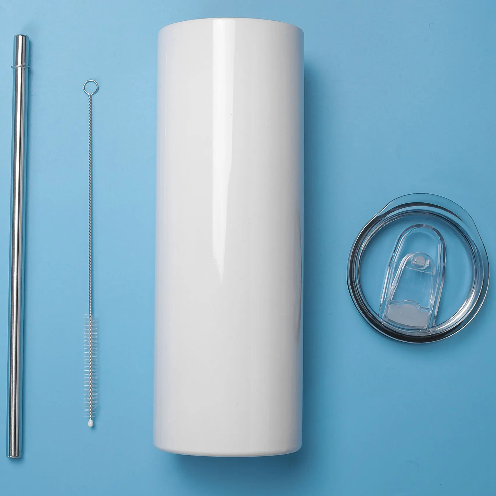 -BABQ Sublimation Tumblers 20 Oz Skinny Straight,Stainless Steel Sublimation Blanks Skinny Tumbler,With Lid And Straw,4 Pack