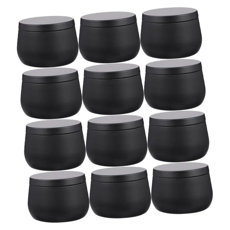 

AS63-маленькая банка для свечей с крышкой, свадебный подарок, жестяная банка для хранения ювелирных изделий, золотой, черный