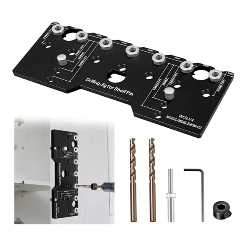 Shelf Pin Jig Shelf Pin Drilling Template Black Aluminum Alloy Guide Precise Cabinet Mounting Template Jig