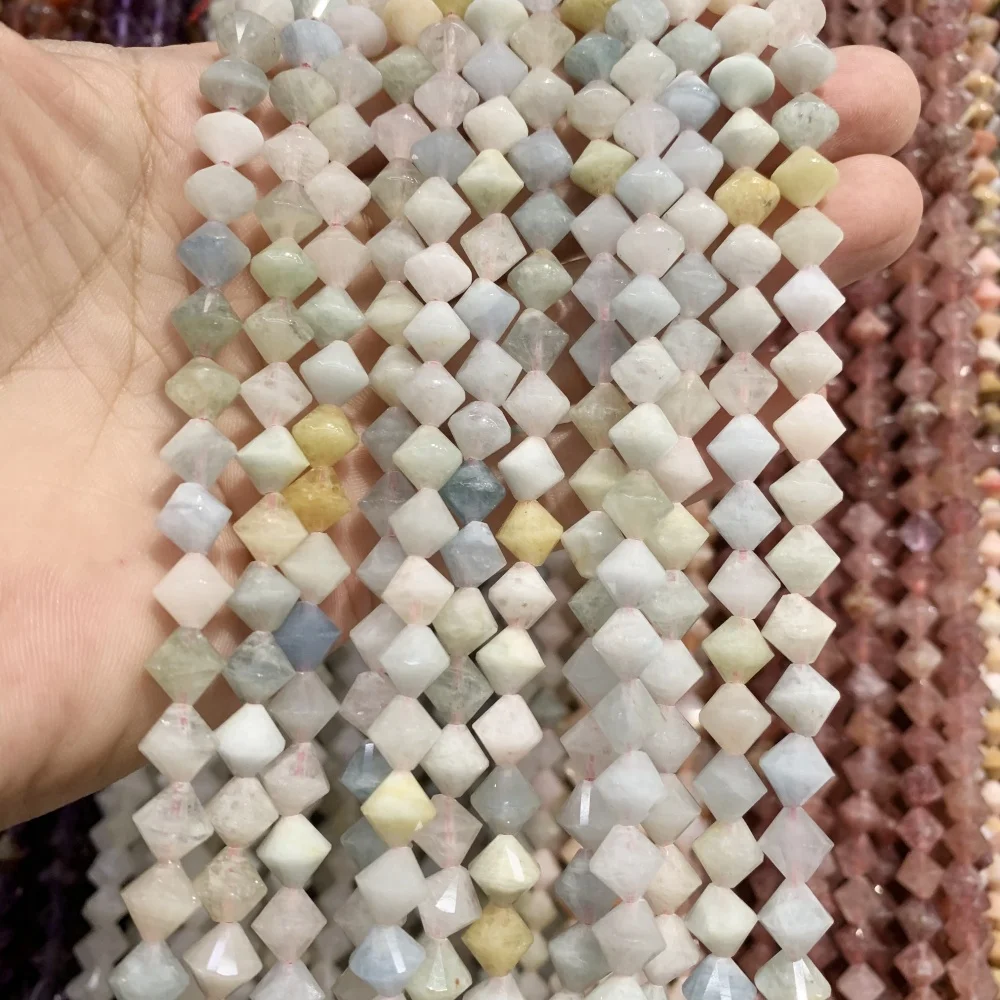 Natural 8mm Tiger Eyes Morganite Stone Round Crystal Beads Faceted Loose Spacer For Jewelry Making DIY Necklace Bracelet