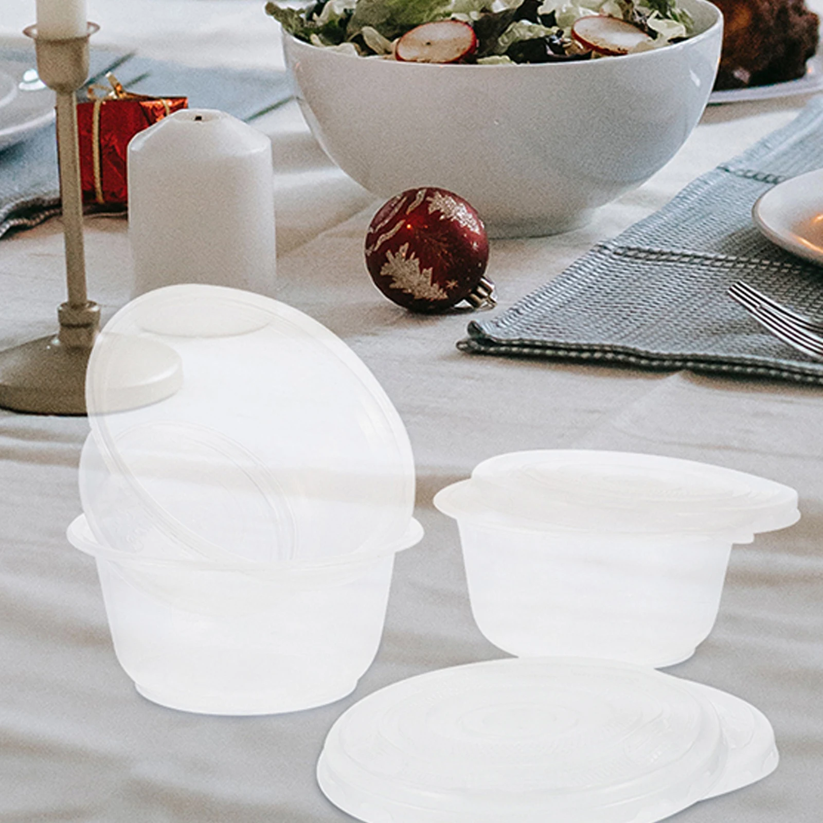 

50 Pcs Disposable Plastic Bowls Food Grade PP Thickened Safe Large Capacity Sealed Insect Proof Environmental Protection Cake