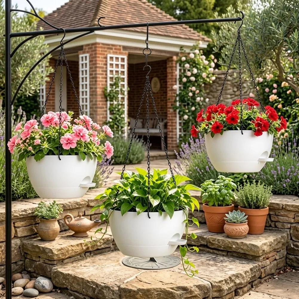 Self-Watering Hanging Planters - 2 Pack With Removable Reservoir & Drainage Self-Watering Hanging Planters Outdoor
