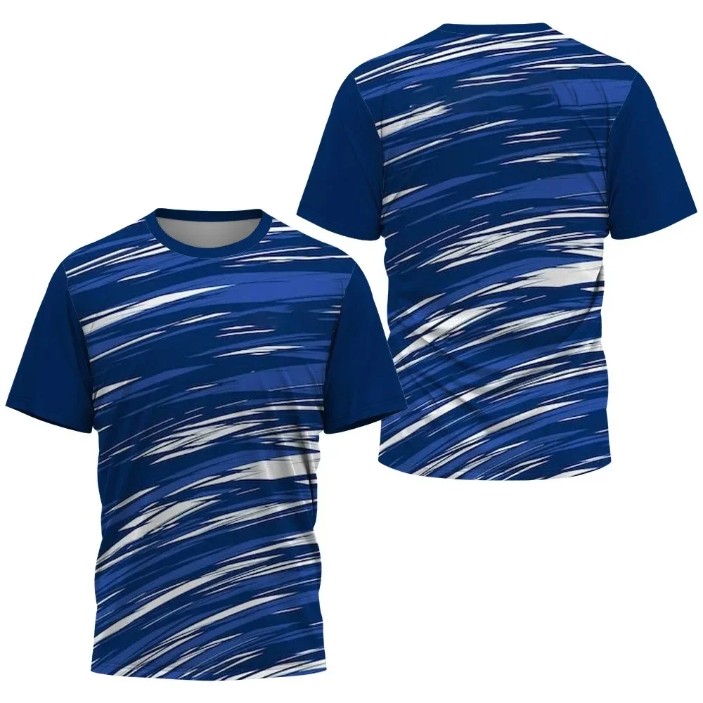 Modisches T-Shirt mit Farbverlauf und Streifenmuster für Herren, Badminton, Tischtennis, Training, Herrenbekleidung, Sommeroberteile, lässige Sport-T-Shirts