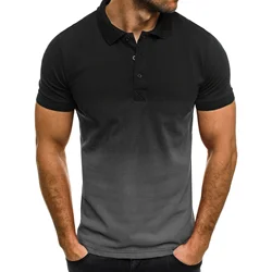 MRMT 2024 Brand New Men's Casual T-Shirt 3D Digital Print Gradient Color Lapel Men Polo Tees Shirt Short-Sleeved Man Polo Shirts