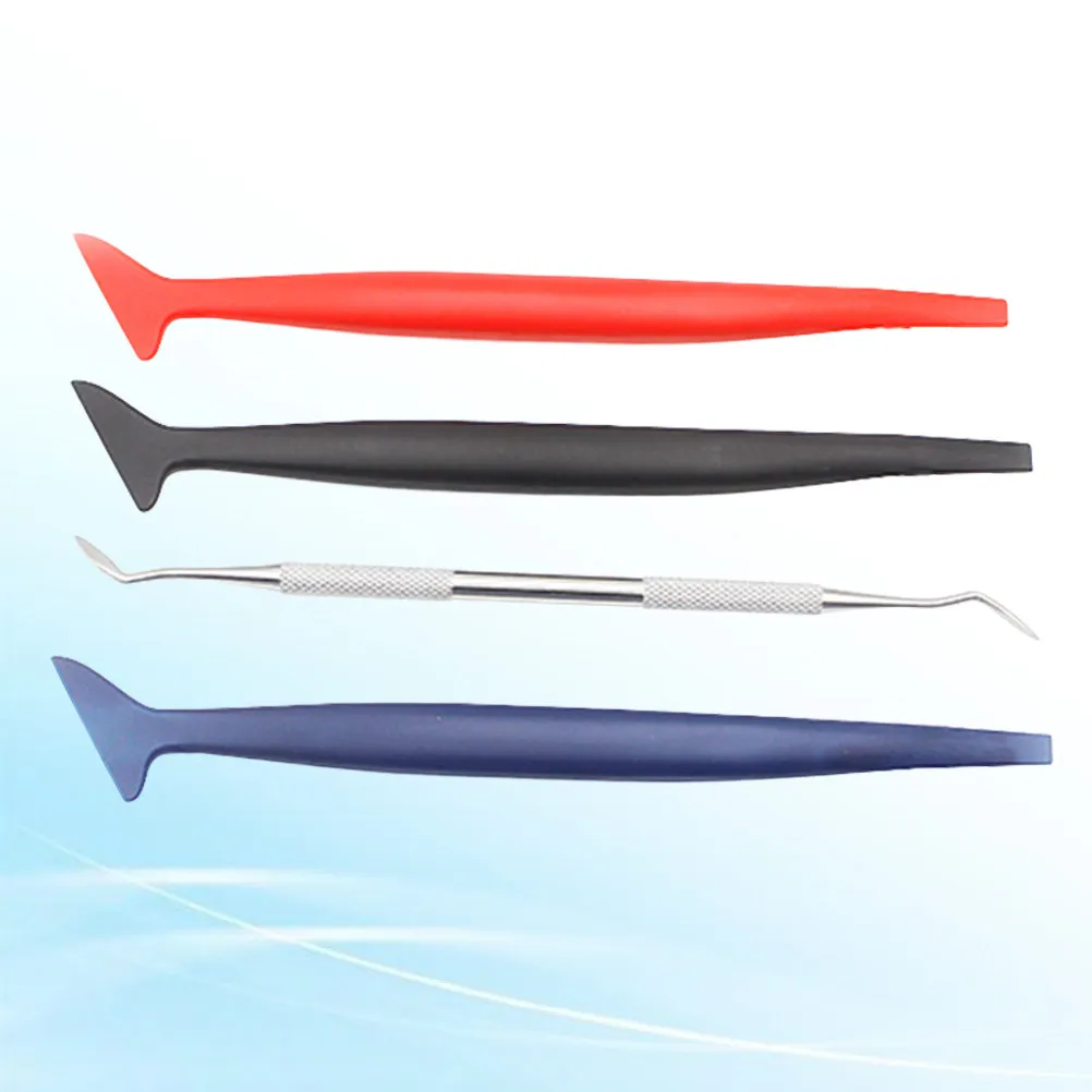 4Pcs Auto Window Tint Tool Set Car Film Scraper Kit Includes 3 Different Hardness Scrapers 1 Squeegee for Vinyl Wrap