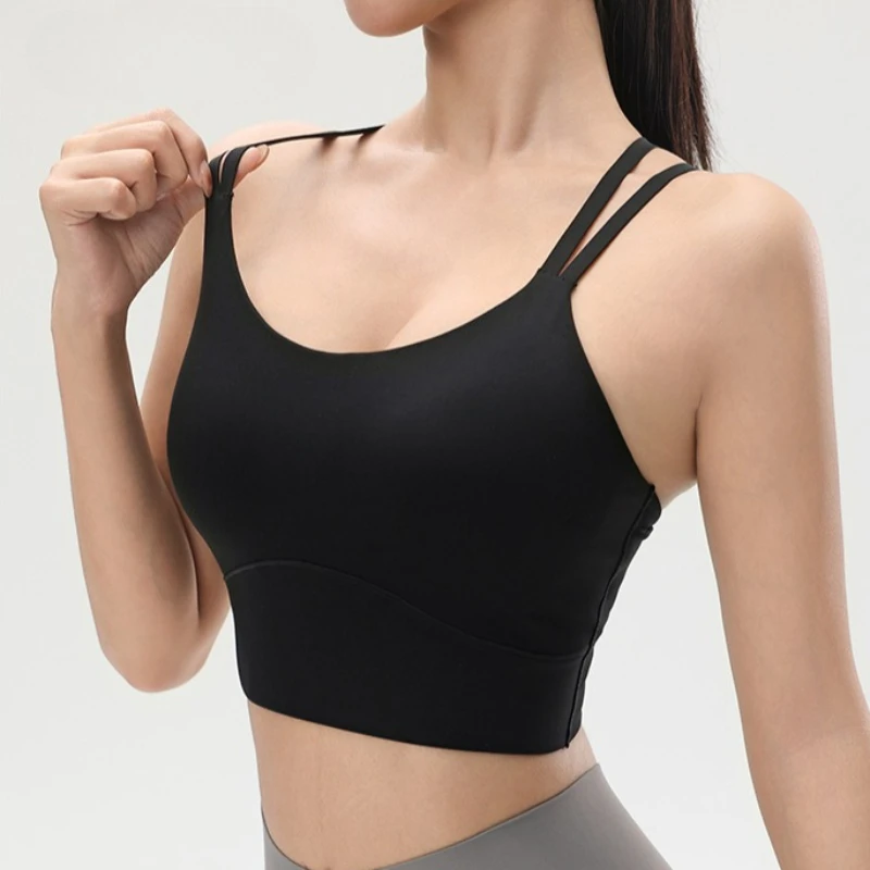 Summer Women Sports Bra Sexy Cross Straps Back Sports Top Underwear Shockproof Yoga Running Fitness Crop Top