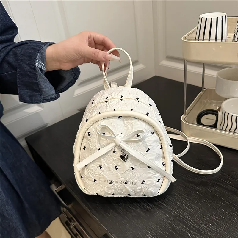 

2025 ​​Trendy Polka Dot Bow Backpackfor Women Cute School Bag Fashionable Rucksack with Bowknot Design Stylish College Backpack​