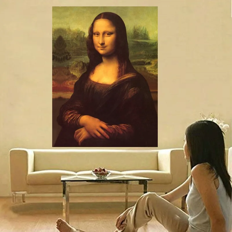 Mona Lisa by Leonardo Da Vinci Oil Paintings Reproduction Famous Portrait Wall Artwork on Canvas for Office,Hotel, Handpainted