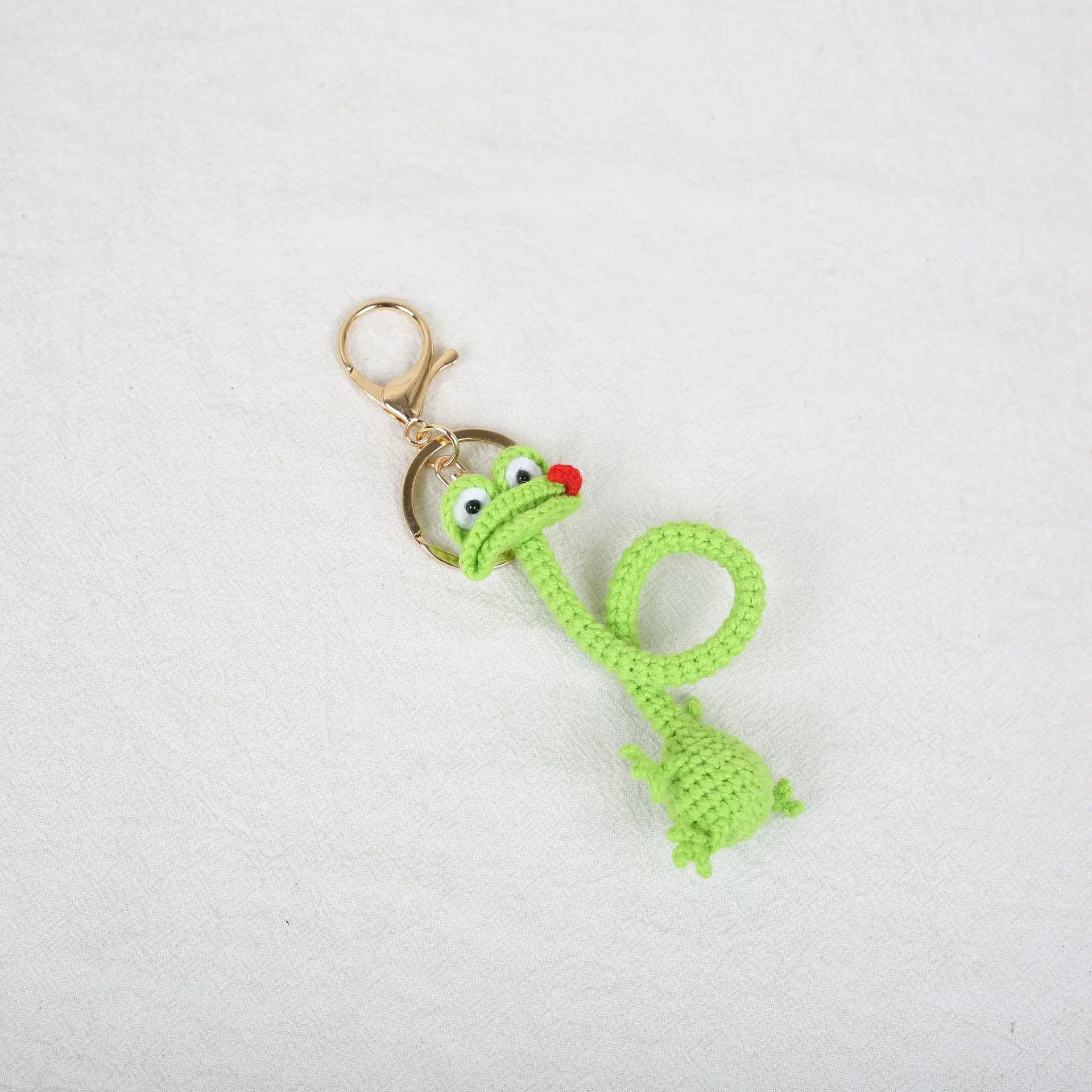 Kreativer Häkel-Frosch-Anhänger, handgefertigter gewebter Cartoon-Tier-Schlüsselanhänger, gestrickter Schildkröten-Anhänger, niedlicher Rucksack-Anhänger, lustiges Geschenk – Detail 2